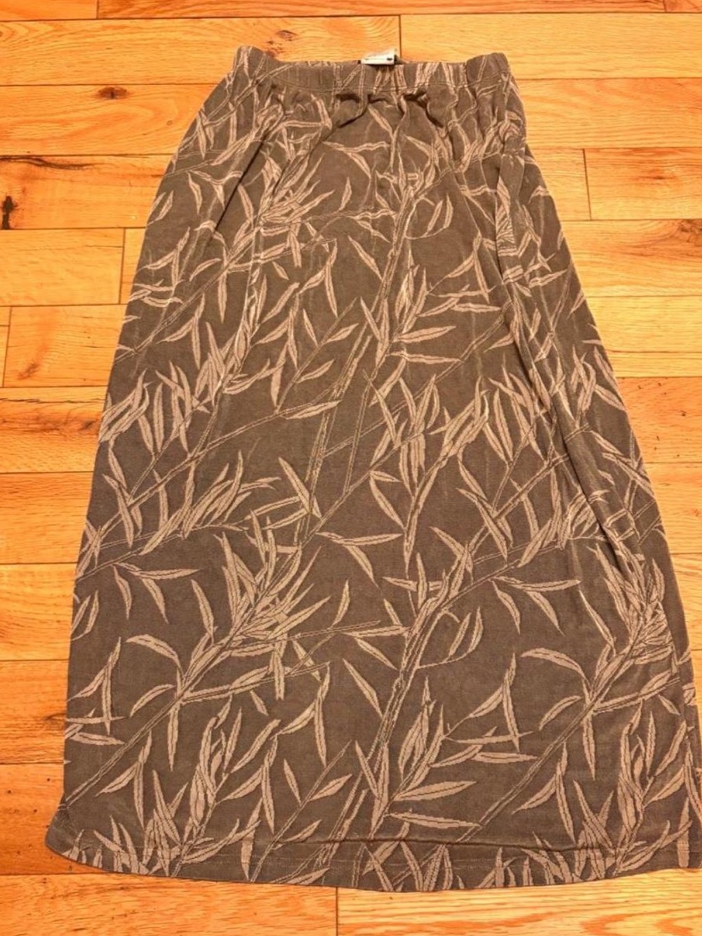 Women's Grayish Brown Bamboo-Print Slouchy Maxi Skirt